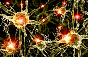 Brain on fire, nerve cells firing