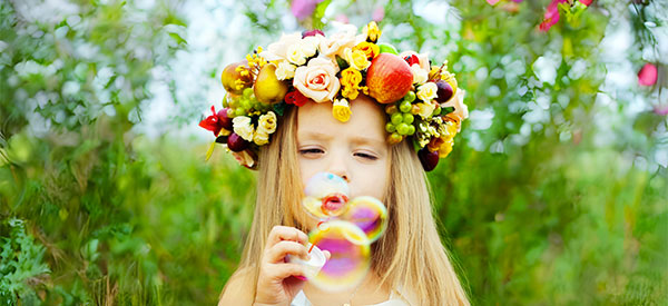 Girl blowing Bubbles