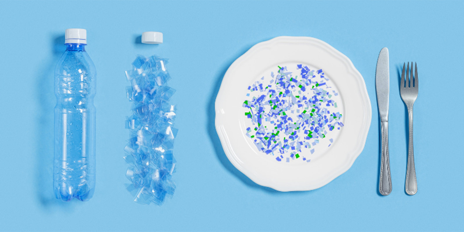 Plastic on plate and food